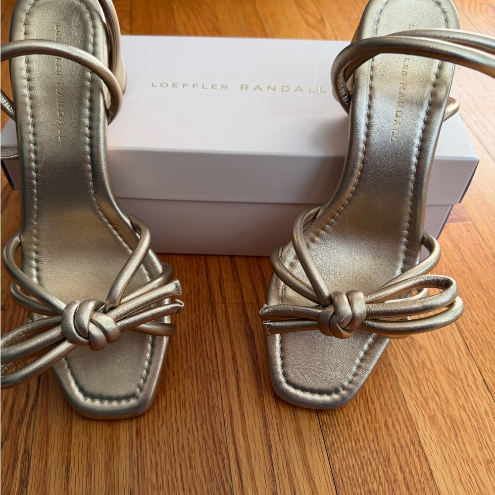 Loeffler Randall Gold Strappy Heels